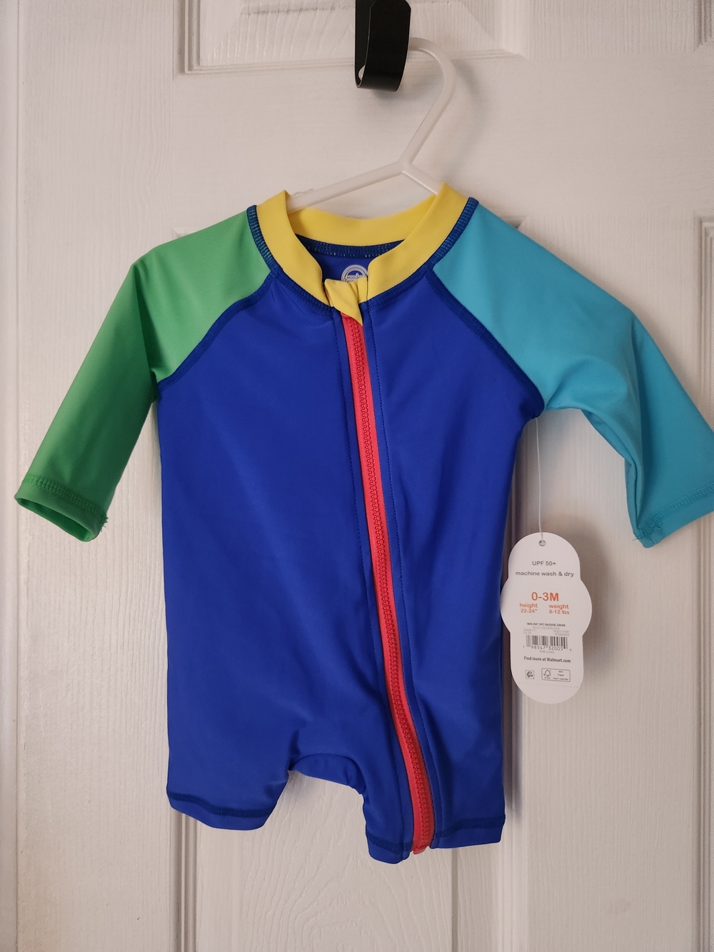 Wonder Nation Baby Sun Suit Swim Suit 0-3M UPF 50+ Colorblock NWT
